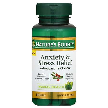 Nature?s Bounty Anxiety & Stress Relief Supplement Ashwagandha KSM 66 50 Ct - 074312004919