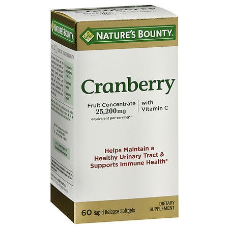 Nature s Bounty Cranberry with Vitamin C Softgels 25 200 Mg 60 Ct - 0743121379453