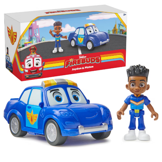 Disney Junior Firebuds Friends Jayden and Piston Figure and Police Car Set - 778988489772