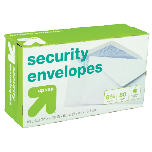 80ct Security Envelopes White - 198101682192