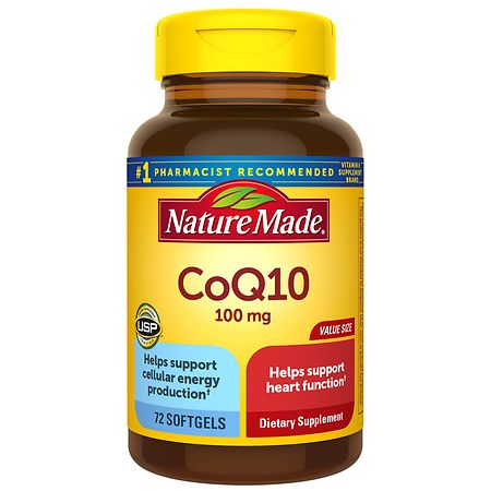 Nature Made CoQ10 100mg Softgels Dietary Supplement for Heart Health Support 72 Count - 031604026134
