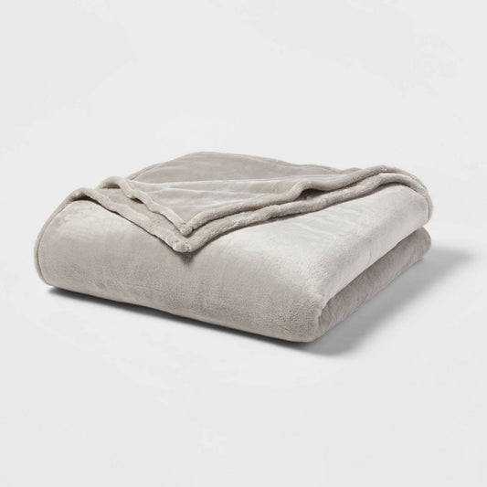 Full/Queen Microplush Bed Blanket Gray - 490620207765