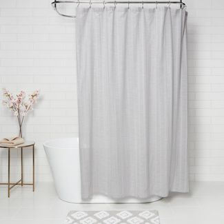 Tonal Herringbone Striped Shower Curtain Modern Chic Gray - 191908291260