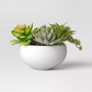 6.5" Tray Succulents Artificial Plant - Faux Greenery, Indoor/Outdoor Decor, Ceramic Pot - 197543346099