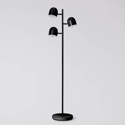 3 Light Floor Lamp Black - 082803506170