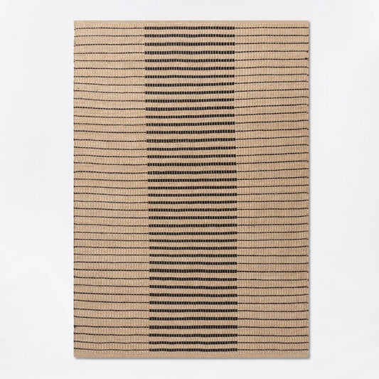 5'x7' Reseda Hand Woven Striped Jute Cotton Area Rug Black - 191908600765
