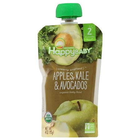 HappyBaby Clearly Crafted Apples Kale & Avocado Baby Food Pouch - 4oz - 819573013191