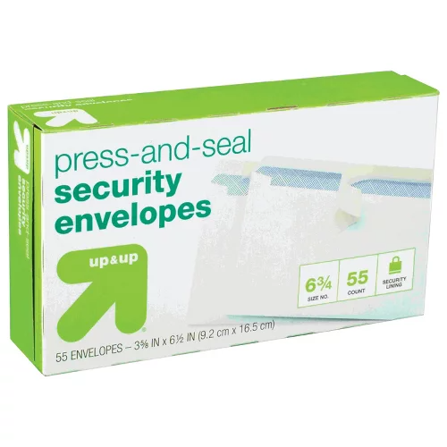 55ct Press and Seal Security Envelopes 3.5" x 6.5" White - 198101682185