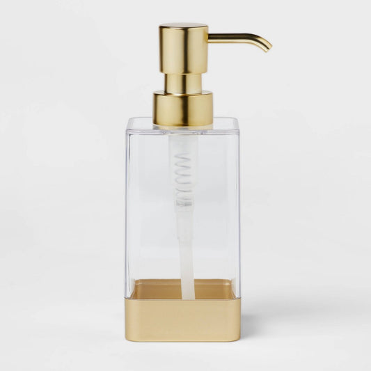 Square Soap/Lotion Dispenser Gold/Clear - 490640519770