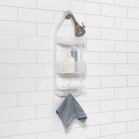 Three Tier Over the Shower Caddy Frosted: Polypropylene, Rust-Resistant, 26" High - 191908229331