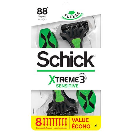 Schick Xtreme 3 Blade Disposable Razors for Men 8 ct Men s Sensitive Skin Razor Pack Protects Skin from Irritation - 841058020974