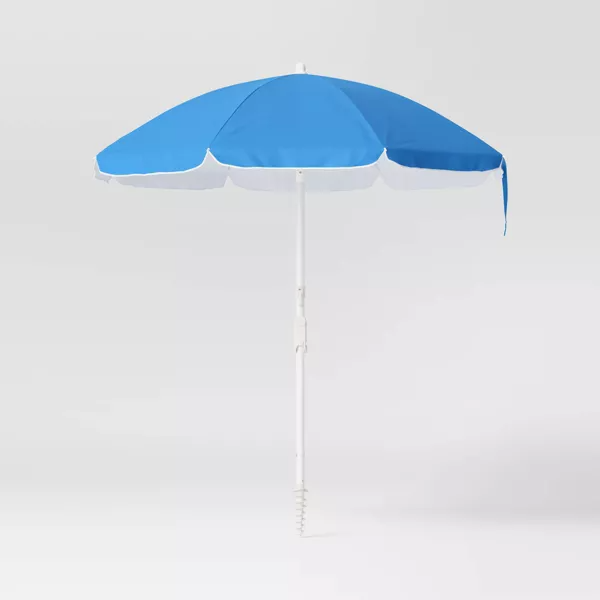 Round Outdoor Patio Beach Umbrella Blue - 848681086636