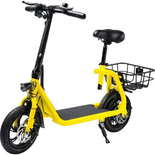 Phantom Bikes - Sit and Go C1 Foldable Electric Scooter w/15 mi Max Operating Range & 15.5 mph Max Speed - Yellow - 850006682249