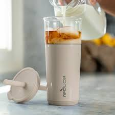 Reduce 20oz Aspen Vacuum Insulated Stainless Steel Glass Tumbler with Lid and Straw Sand - 842815137829