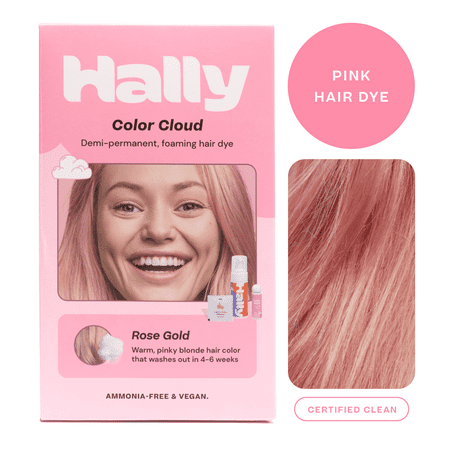 Hally Hair Color Cloud Demi Permanent Hair Dye Rose Gold 2.5 Oz - 855022599168