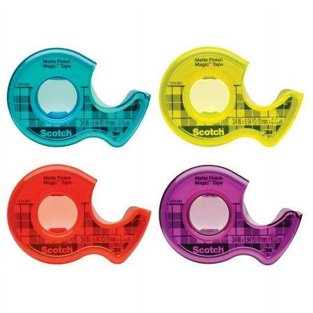 Scotch Magic Tape Dispenser-Asssorted Colors- Single- 0.75 in x 250 in 1 in. core - 051141233062