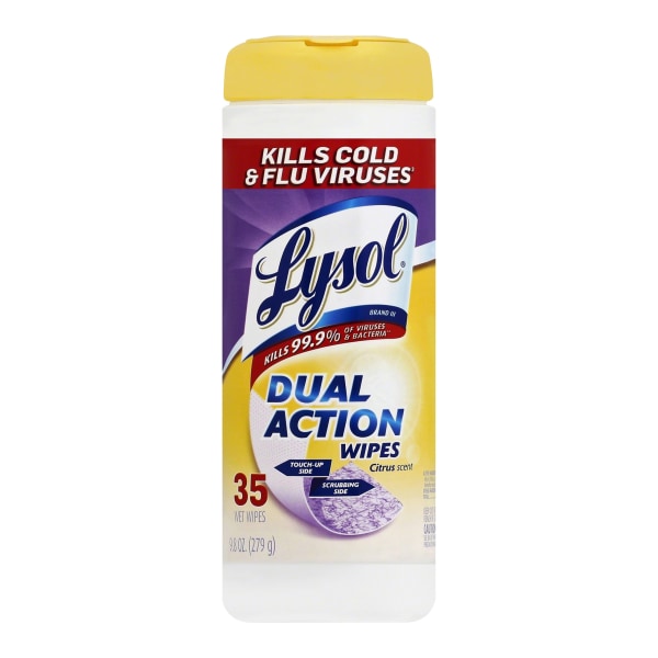 Lysol Dual Action Disinfecting Wipes Citrus 35ct - 019200811439