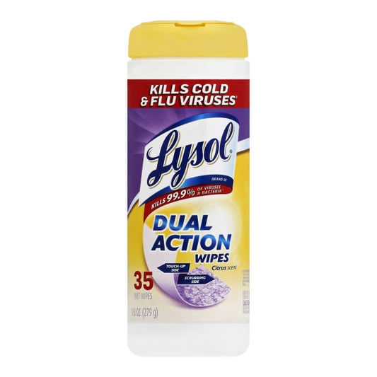 Lysol Dual Action Disinfecting Wipes Citrus 35ct - 019200811439