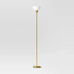 Torchiere Floor Lamp Gold -Modern Standing Light, Painted Metal with Plastic Shade - 085239776476