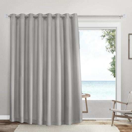 Exclusive Home Sateen Twill Woven Room Darkening Blackout Wide Patio Grommet Top Single Curtain Panel 100 x96 Silver - 064247050297