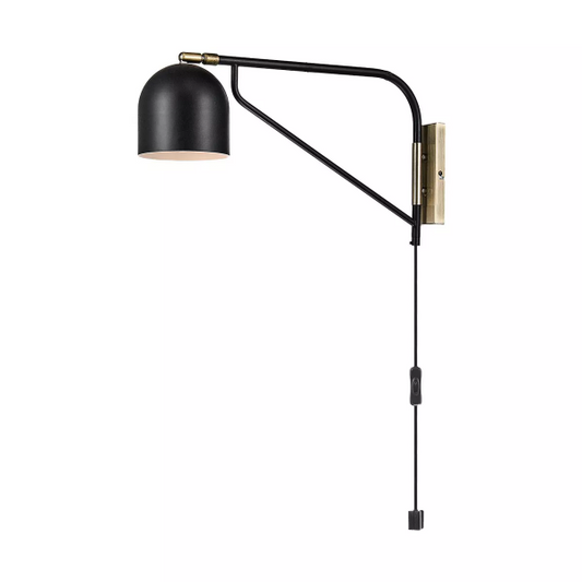 Mullin Plug-in Wall Sconce Matte Black - Globe Electric: Modern Metal Sconce, ETL Listed, Inline Switch - 81880145