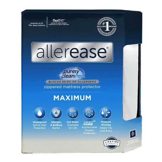 Allerease King Maximum Waterproof Allergy and Bedbug Protection Zippered Mattress Protector - 022415089166