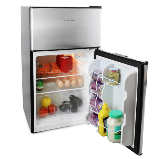 MegaChef 3.2 Cu. Ft. 2-Door Refrigerator/Freezer, Silver - 840191206399