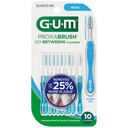 GUM Proxabrush Go-Betweens - Wide Interdental Brushes Soft Bristled Dental Picks 10 Count - 070942002479