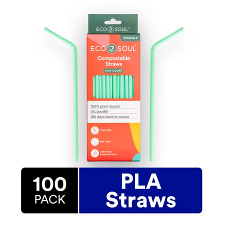 ECO SOUL 100% Compostable Straws (100 Count) - 810103151031