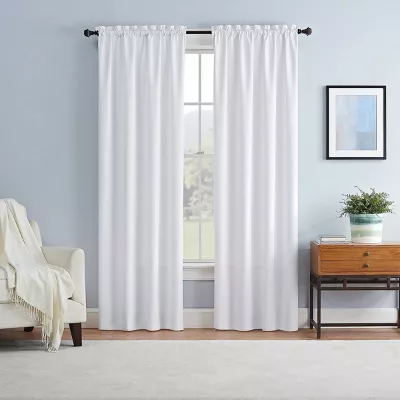 42"x63" Eclipse Blackout Braxton Thermaback Window Curtain Panel White - 885308732361