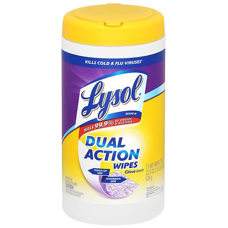 Lysol Citrus Disinfecting Dual Action Wipes - 75ct - 019200817004