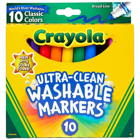 Crayola Ultra-Clean Washable Broad Line Markers School & Art Supplies 10 Ct - 071662078515