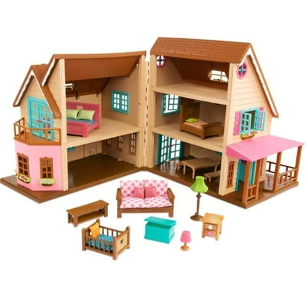 Li'l Woodzeez Toy House with Furniture 20pc - Honeysuckle Hillside Cottage - 062243407930