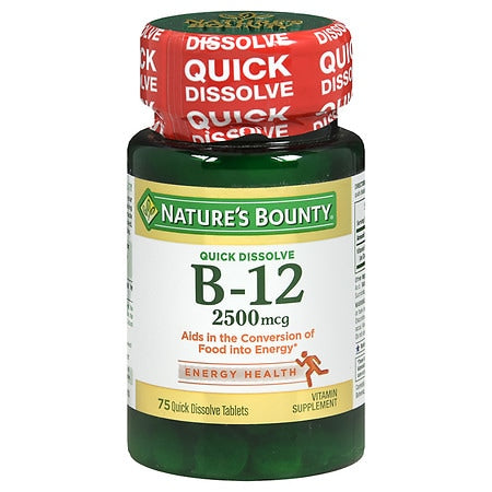 PAST DATE Nature?s Bounty Vitamin B12 Quick Dissolve Tablets  2500 mcg  75 Count - 0743125891193