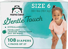 Mama Bear Gentle Touch Diapers, Hypoallergenic, Size 6, 108 Count - 842379161872