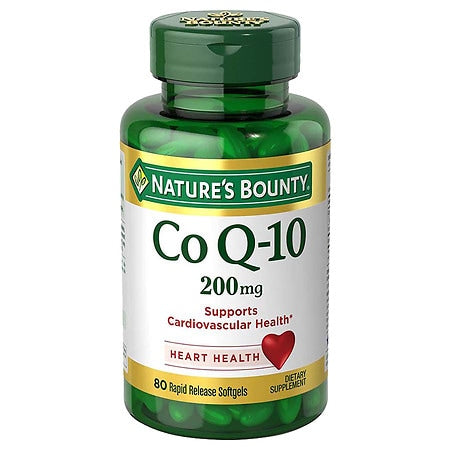 Nature s Bounty CoQ10 200 mg Rapid Release Softgels for Heart Health Support 80 Ct - 074312171390