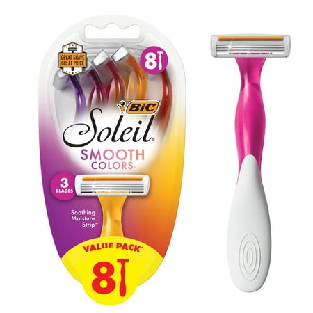 BiC Soleil Smooth Colors 3-Blade Women's Disposable Razors- 8pk - 070330723399