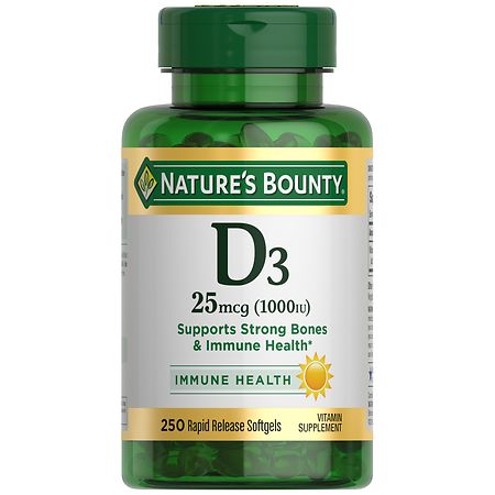 Nature?s Bounty Vitamin D3 Rapid Release Softgels 1000 IU 250 Count - 074312156069