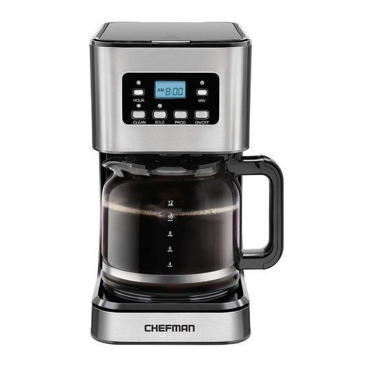 Chefman 12-Cup Programmable Coffee Maker w/ Digital Display  Auto Shut Off - Stainless Steel  New - 816458024051