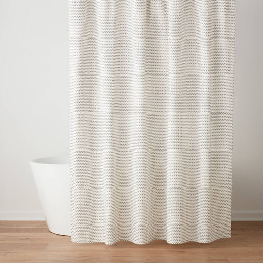Woven Dotted Line Shower Curtain - 196761852139