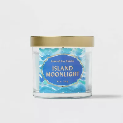 Clear Glass Island Moonlight Lidded Jar Candle Pale Blue 4.1oz - 644911006968