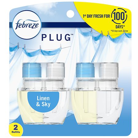 Febreze Odor-Fighting Fade Defy Plug Air Freshener Refill - Linen & Sky - 1.75 fl oz/2pk - 037000462996