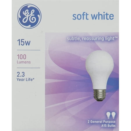 GE Softwhite Bulb 15W 2pk - 043168900010