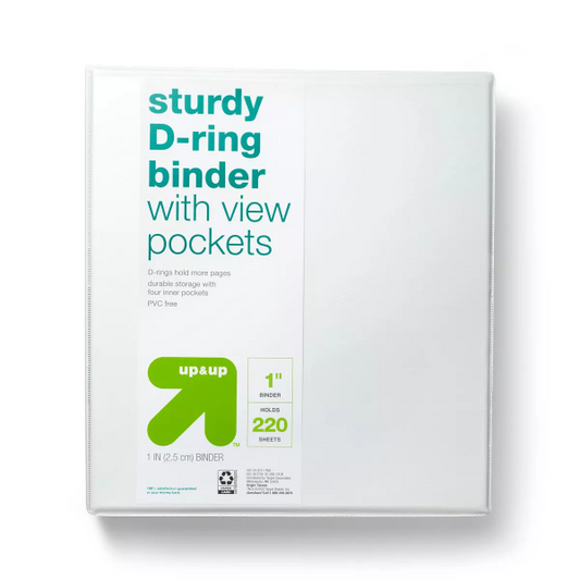 3-Ring Sturdy D-Ring Binder with view pockets 1 White - 490810301310