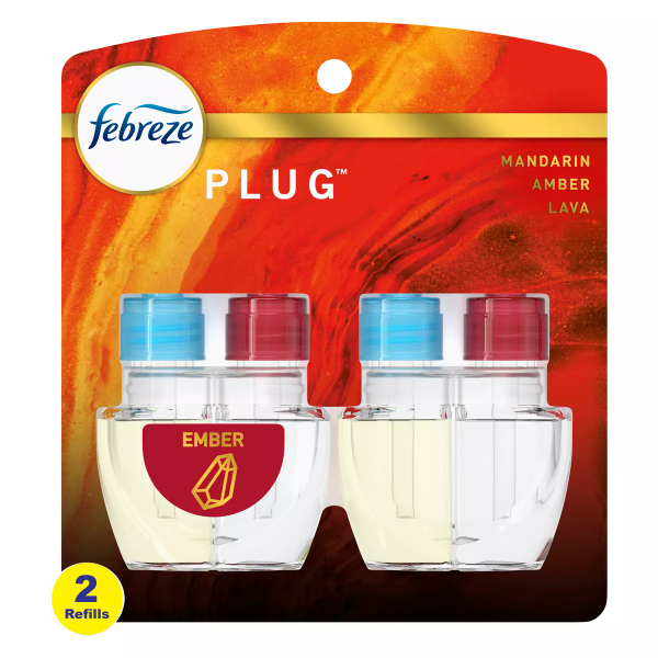 Febreze Origins Fade Defy Plug Air Freshener & Odor Fighter - Ember - 0.87 fl oz/2pk - 037000625124