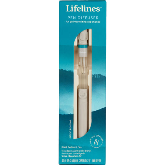 Lifelines Crisp Mountain Air with Essential Oil Blend Pen Diffuser: Aromatherapy for Focus, Energy & Joy, No Battery Needed - 810076210285