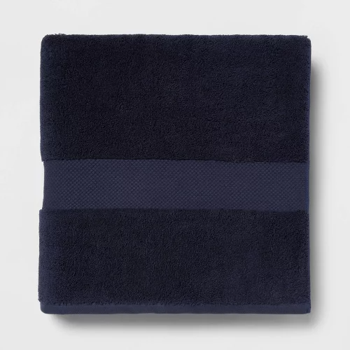 Performance Plus Oversized Bath Towel Navy : 100% Cotton, Heavyweight 550-800 GSM, Machine Washable - 191908979007