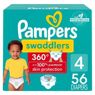 Pampers Swaddler 360 Disposable Baby Diapers - Size 4 - 56ct - 030772133545