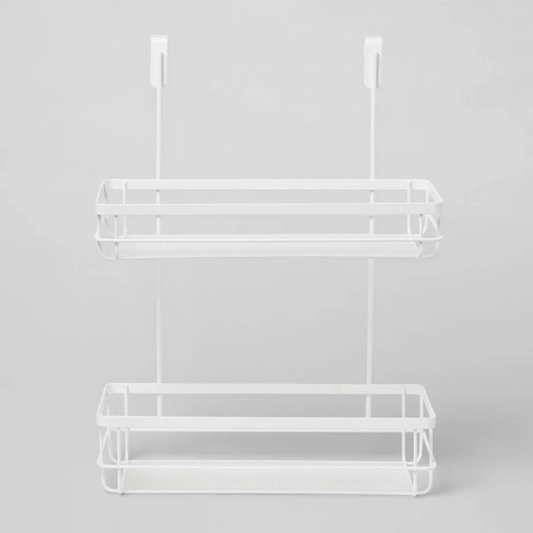 Over the Cabinet Tiered Storage Matte White Metal Organizer for Bathroom, Under Sink Area - 191908805610