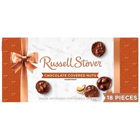 Russell Stover Chocolate Covered Nuts- Assortment- 9oz Box - 077260044068